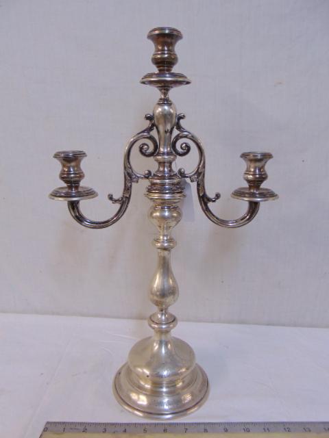 sterling Judaica candelabra, three arms, various (1 of 7)