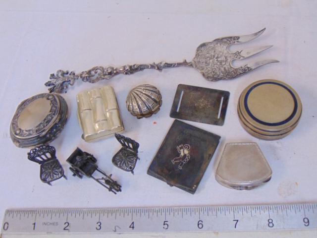 800 silver lot, various small boxes, miniatures, ornate (1 of 6)