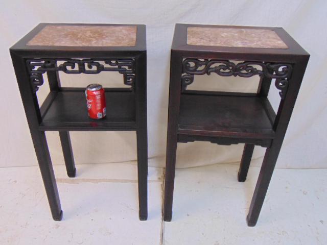 Two Chinese marble top plant stands, each stand is (1 of 5)
