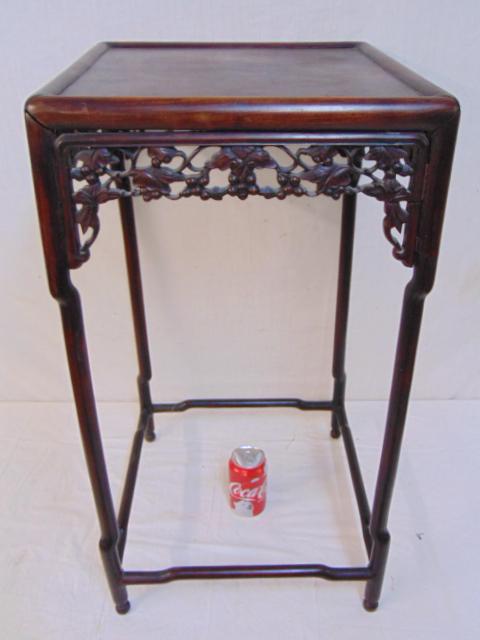 Chinese rosewood plant stand or side table, carved (1 of 4)