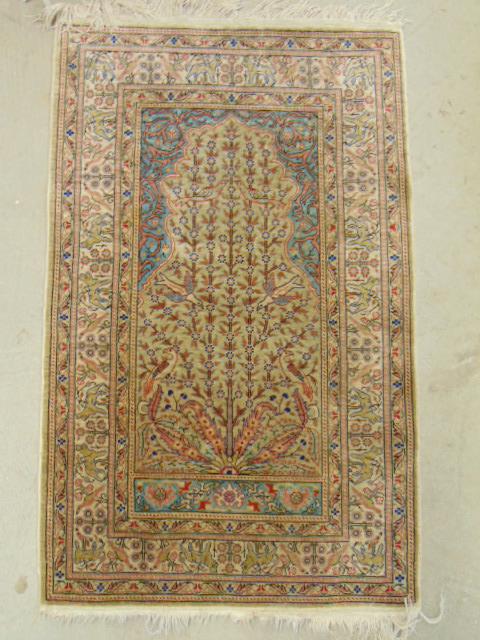 Small silk scatter rug, 40" by 25.5" (1 of 5)