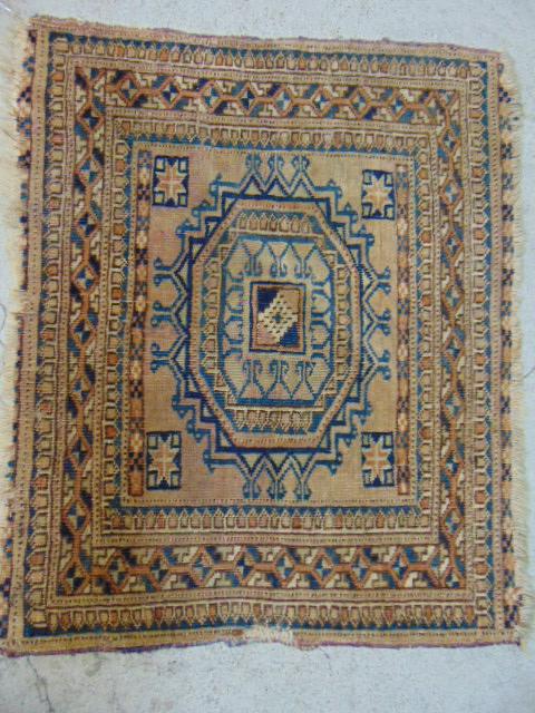 Small scatter mat, rug, Caucasian, brown, 22.75" by 18" (1 of 4)