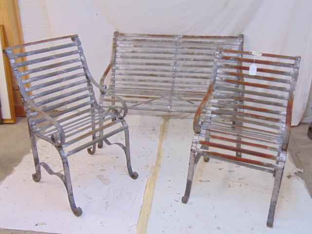 3 piece iron patio set, pair chairs & loveseat, (1 of 6)