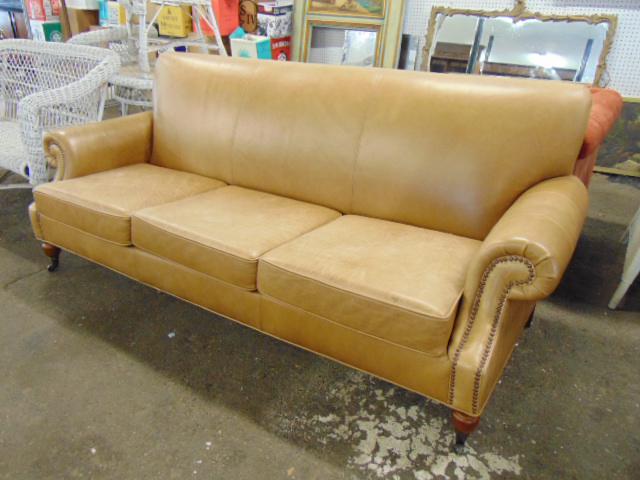 Leather sofa, light brown beige, by Pottery Barn, in (1 of 5)