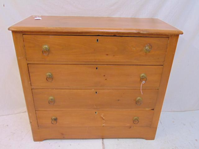 Pine 4 drawer chest, 38" wide, 16.25" deep, height is: Pine 4 drawer chest, 38" wide, 16.25" deep, height is 33.75"