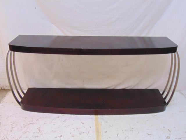 Deco console, sofa table, mahogany finish with metal (1 of 4)