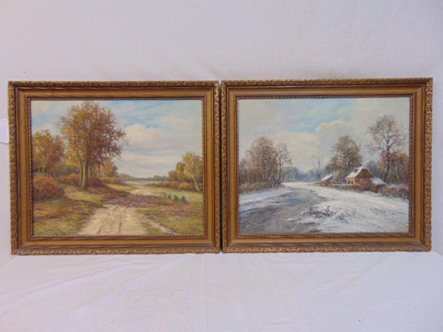Pair paintings, Rupprecht,  German landscapes, oil on (1 of 6)