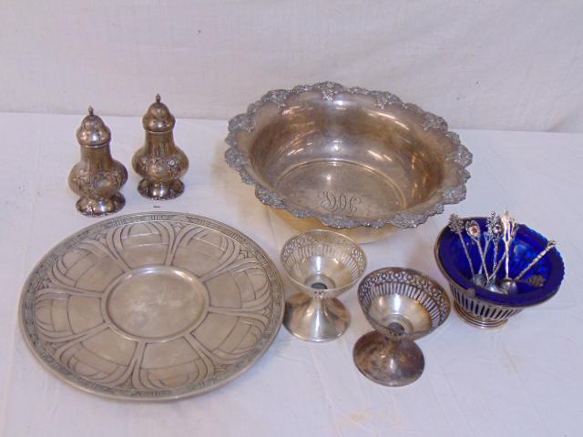 Lot sterling silver, bowl, salt pepper & more, 34 troy (1 of 4)