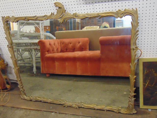 Large gilt mirror in carved frame, mirror is 43.25" by (1 of 4)