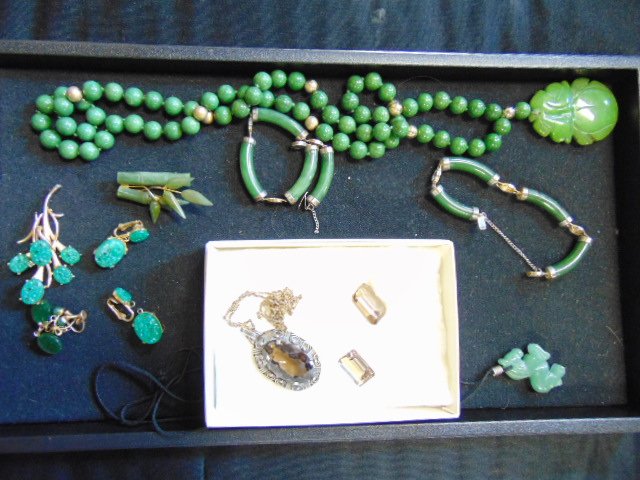 Jewelry lot, jade like stone necklaces, earrings, more (1 of 5)