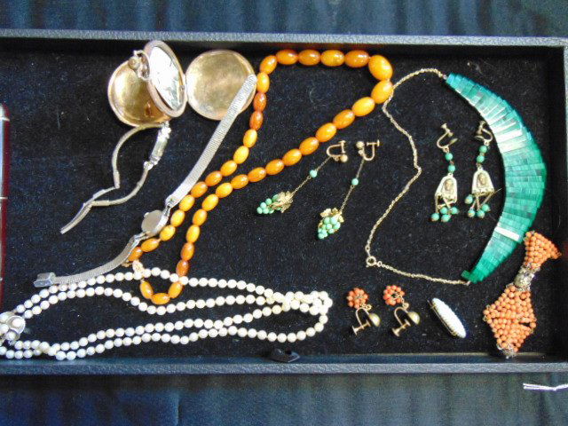 Jewelry & watch lot, including 14K Eversharp pen, coral (1 of 6)