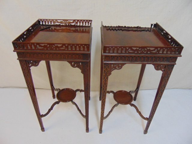 Pair mahogany Chippendale style stands (1 of 8)