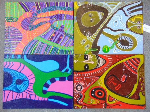 4 Paintings, Louise Abrams, Outsider Art Collection, (1 of 2)