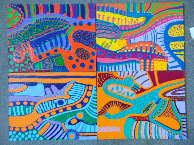 4 Paintings, Louise Abrams, Outsider Art Collection, (1 of 2)