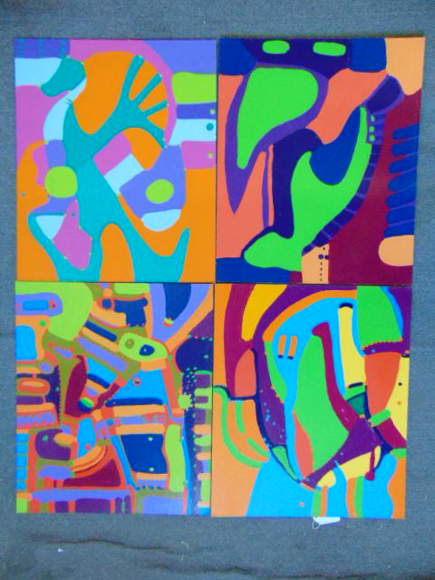 4 Paintings, Louise Abrams, Outsider Art Collection, (1 of 2)