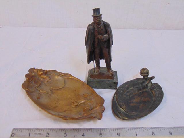 3 bronzes, 2 trays & figure, Julius Paul (1 of 8)