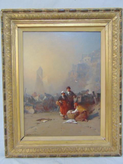 Painting, street scene, G.W. Nicholson, orientalist (1 of 5)