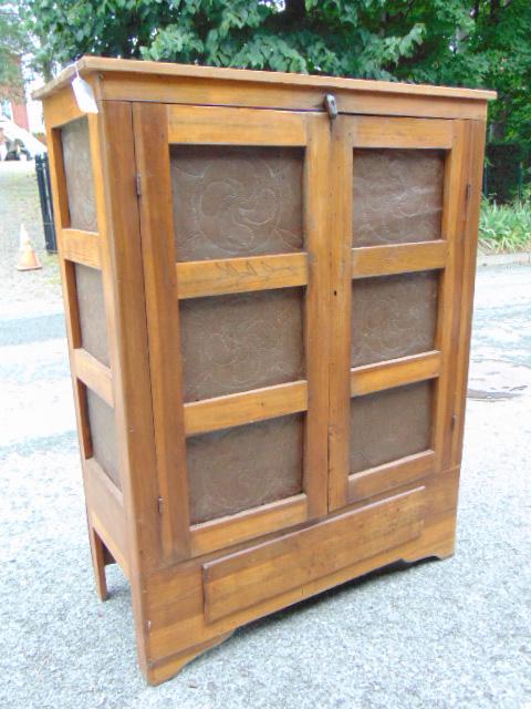 Pierced tin pie safe, double door country pine safe in (1 of 4)