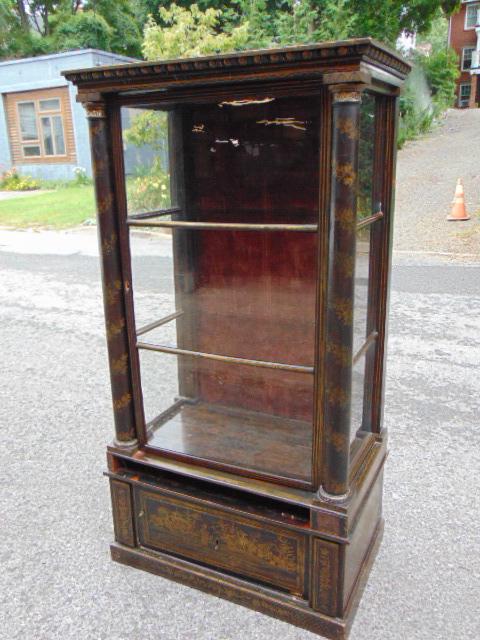 19th cent. stencilled continental display cabinet with (1 of 7)