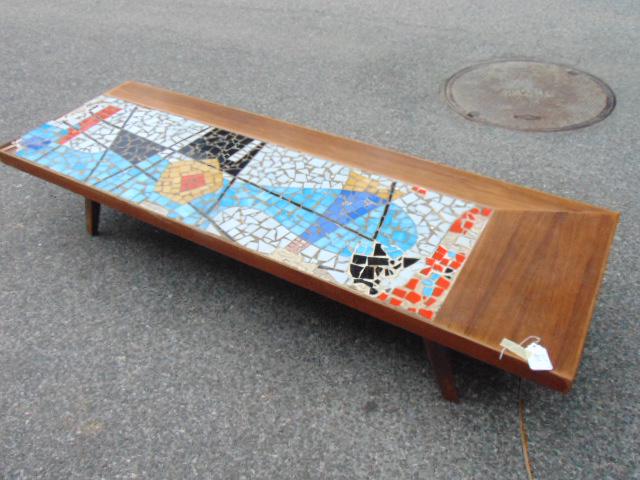 MCM mosaic inlaid coffee table, Mid Century coffee or (1 of 5)