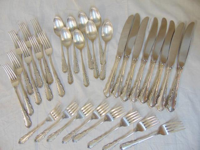 Lot sterling silver flatware, service for 8, by (1 of 4)