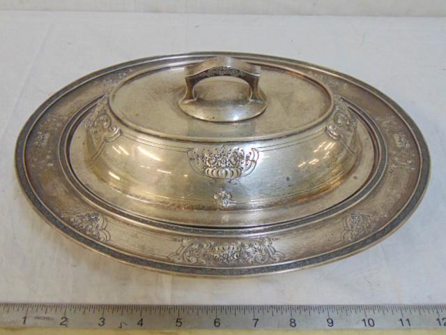 Sterling silver covered vegetable dish, base & lid, 35 (1 of 5)
