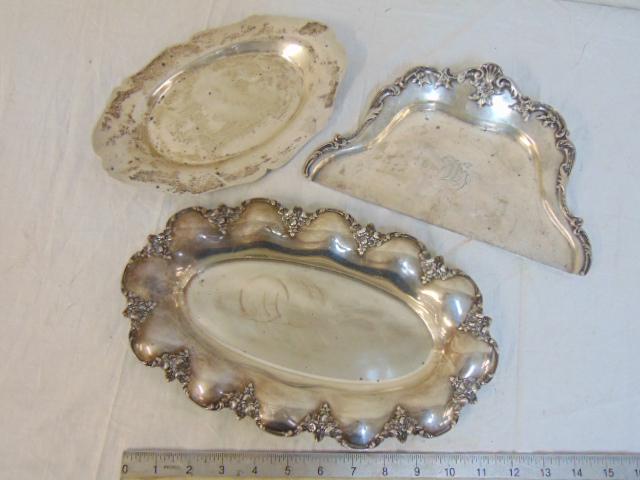Sterling silver lot, crumber, 2 small oval trays, 27 (1 of 4)