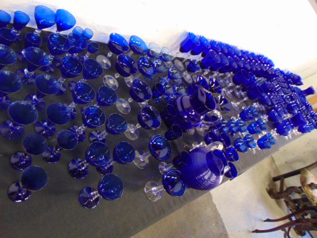 Huge lot of blue glass stemware, pitchers, incredible (1 of 10)