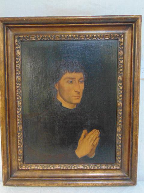 Painting, portrait man praying, after Hans Memling, oil (1 of 7)