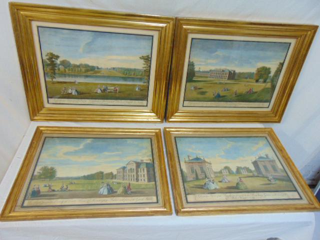4 lemon gilt framed 18th c. engravings, English estate (1 of 10)