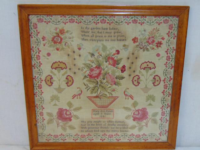Framed needlepoint, "In Thy Garden..", Mary Ann Pyrah, (1 of 6)