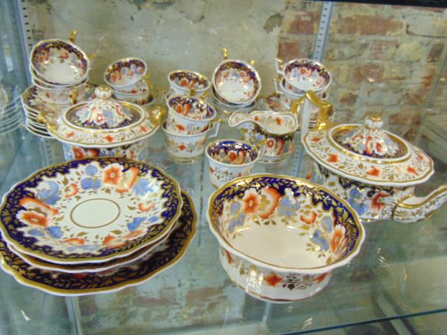 Lot Gaudy Dutch china, porcelain, teapot, covered bowl, (1 of 7)