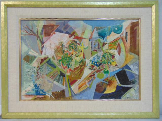 Painting, abstract, signed Jacquot, M. oil on canvas, (1 of 5)