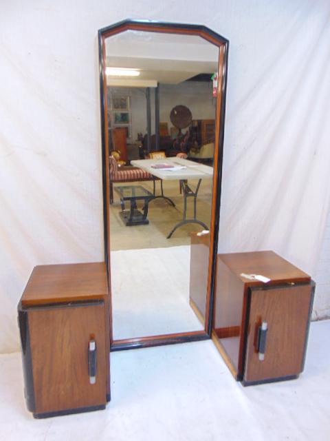 Pair deco vanity sides & center mirror, partial vanity, (1 of 4)