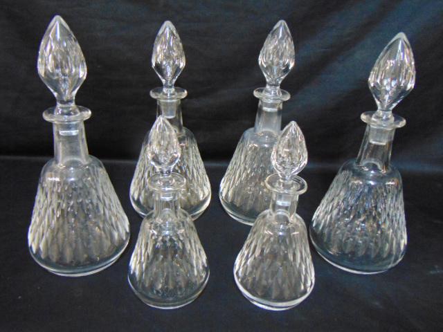 6 Baccarat decanters, cut glass with stoppers, set of (1 of 5)