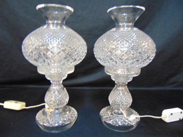 Pair Waterford crystal lamps with shades, crystal bases (1 of 7)