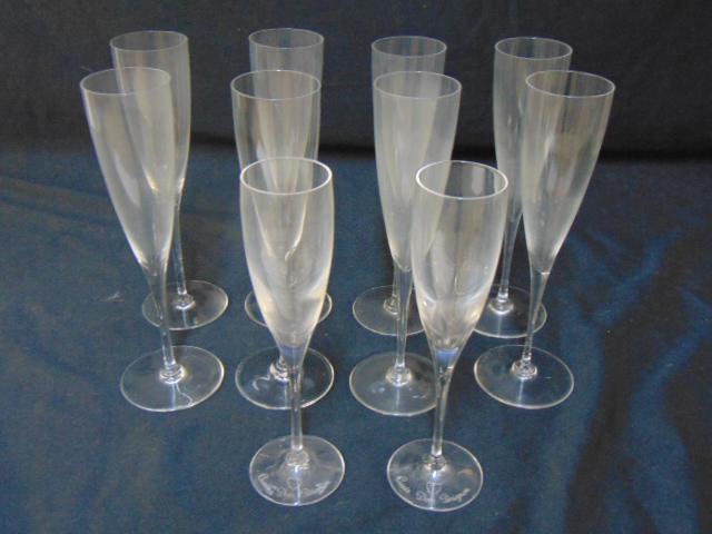10 champagne flutes by Baccarat, 2 9.25 & 2 smaller by (1 of 4)