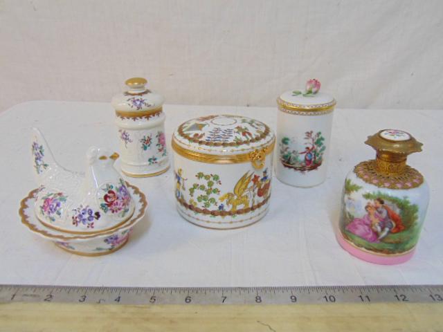 5 pcs porcelain French & Italian , bottles, dresser (1 of 11)