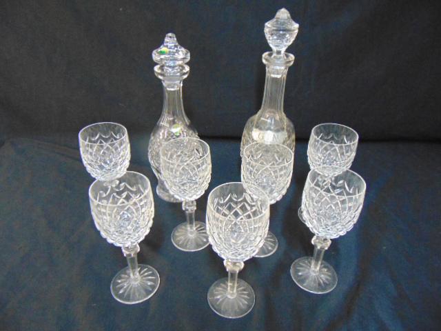 Waterford 8 wine glasses & 2 decanters: Waterford 8 wine glasses & 2 decanters