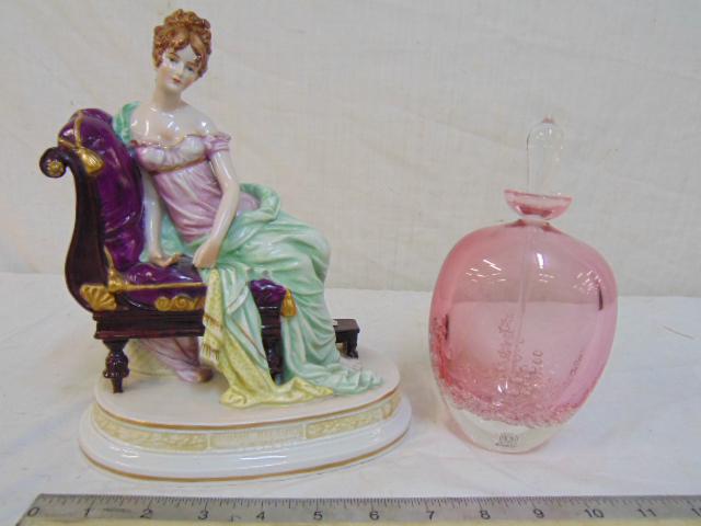German porcelain figure & art glass perfume bottle, (1 of 5)
