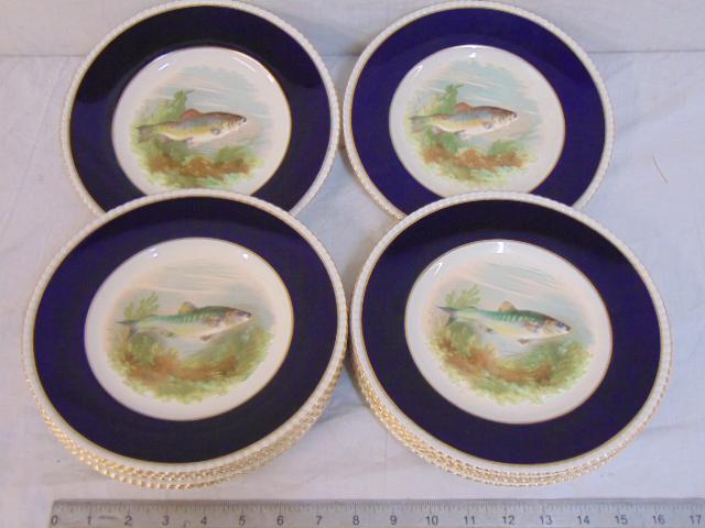 Set 12 porcelain fish plates, Fondeville Ambassador (1 of 4)