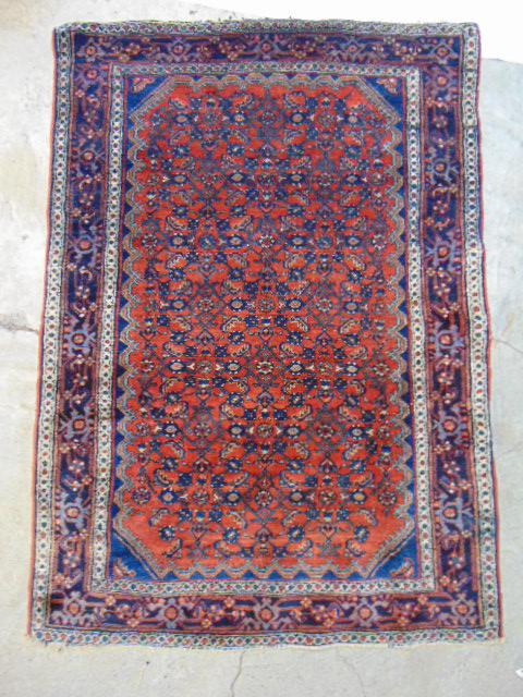 Persian scatter rug, red & blue, carpet is 59" by 42" (1 of 4)
