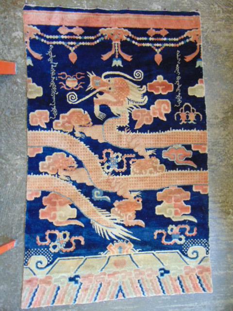 Antique Mongolian Khaden temple rug, hand woven , wall (1 of 20)
