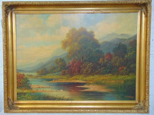 Painting, landscape, signed Paul Wesley, oil on canvas, (1 of 4)