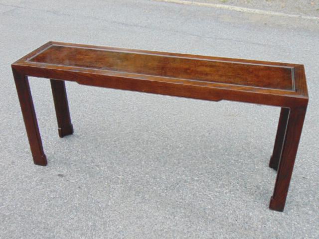 Baker console table, oak & burl wood, table is 59.75" (1 of 4)
