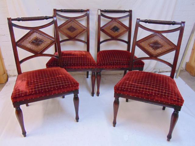 Set 4 caned back, upholstered seat chairs, clean (1 of 4)