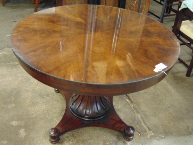 Mahogany center table, top is 44" in diameter, height (1 of 4)