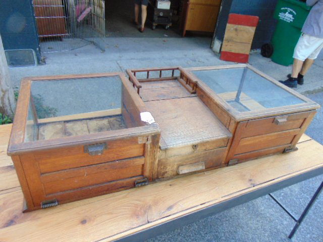 Oak country store cabinet, counter top, slanted center (1 of 7)