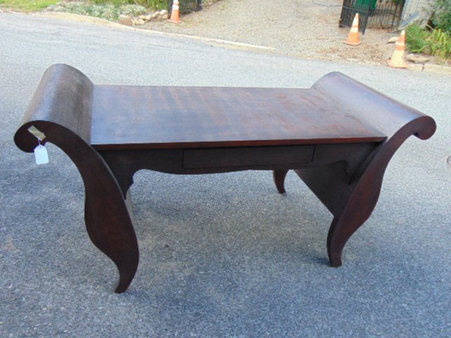 Custom made 80's desk, single drawer, "sleigh" style, l (1 of 7)