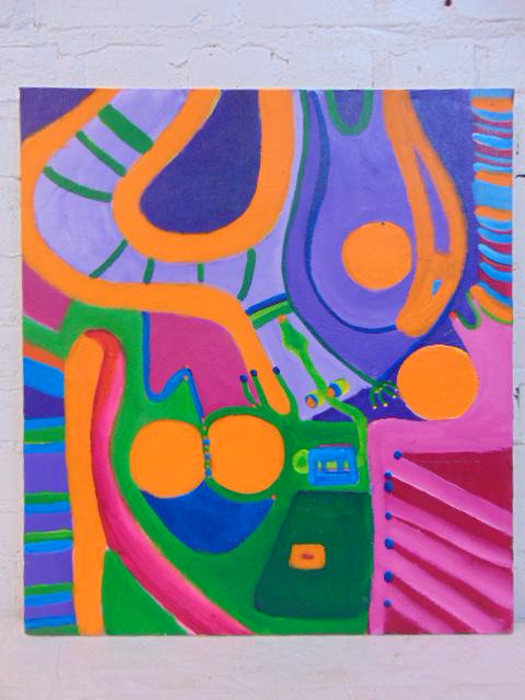 Painting, Louise Abrams, Outsider Art Collection,: Painting, Louise Abrams, Outsider Art Collection, acrylic on canvas, 22" by 20", from the collection of the artist. This lot is part of a large collection of sculpture and paintings from a newly redis